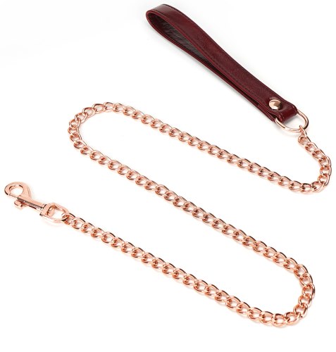 Uzamykatelný kožený obojek s vodítkem Wine Red