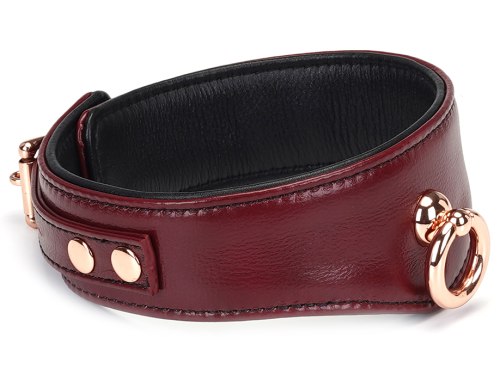 Uzamykatelný kožený obojek s vodítkem Wine Red