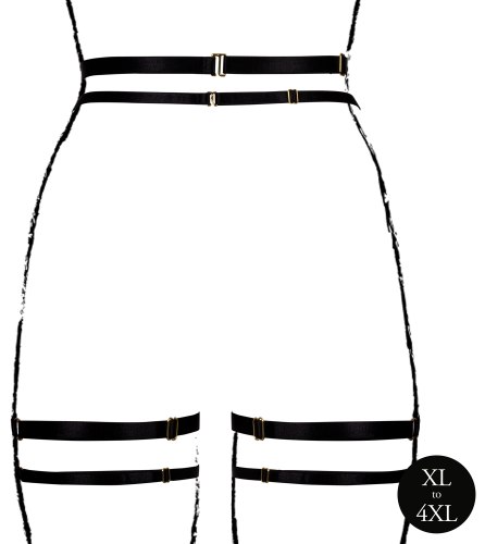 Řemínkový podvazkový pás s ozdobnými podvazky Le Désir Amour, plus size