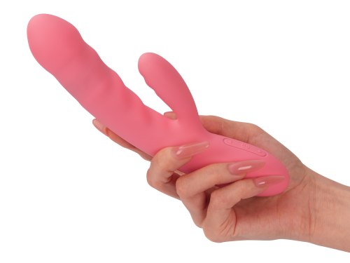 Přirážecí vibrátor s králíčkem Svakom Avery Strawberry Pink