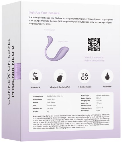 Interaktivní vibrační vajíčko Svakom Phoenix Neo 2 Pastel Lilac