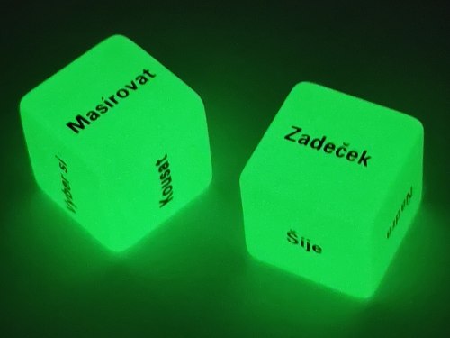 Erotické svítící hrací kostky Láska je hra, 2 ks