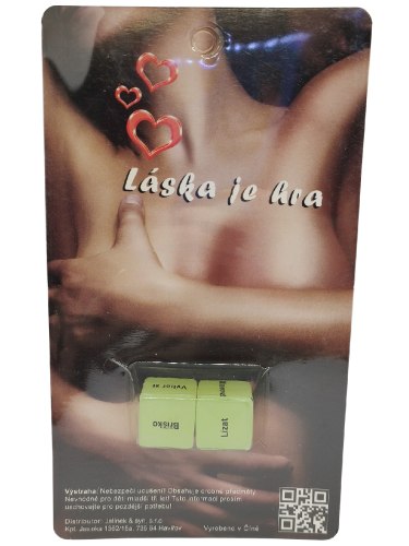 Erotické svítící hrací kostky Láska je hra, 2 ks