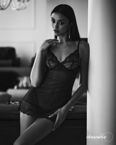 Průsvitná erotická košilka a tanga Nightly Blue