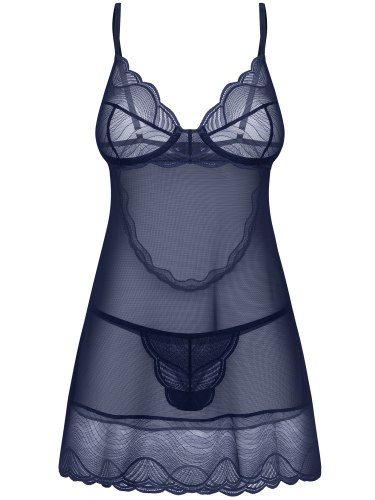 Průsvitná erotická košilka a tanga Nightly Blue