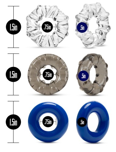 Sada erekčních kroužků Stay Hard, 3 ks
