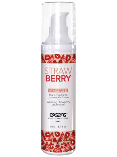 Hřejivý intimní masážní olej Exsens Strawberry, 50 ml