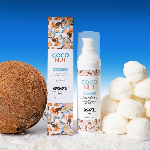 Hřejivý intimní masážní olej Exsens Coconut, 50 ml