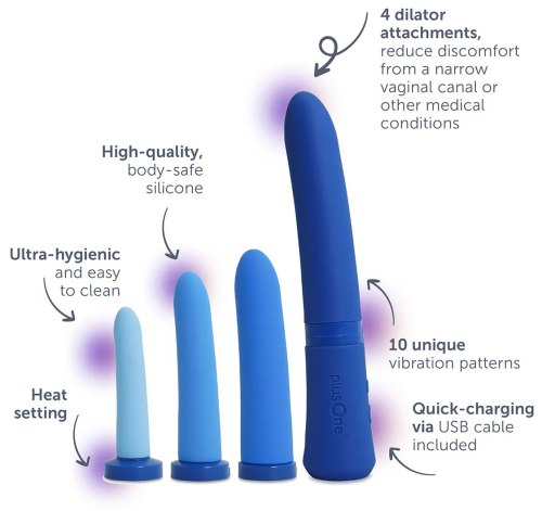 Sada hřejivých vibračních vaginálních dilatátorů plusOne, 4 ks