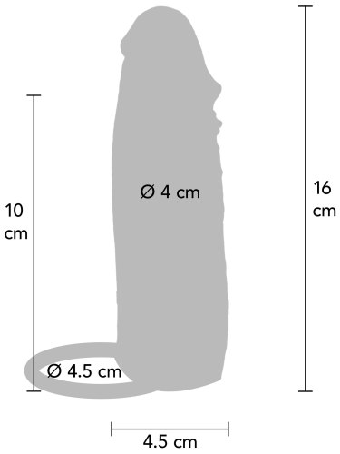 Zvětšovací návlek na penis Hydrated Skin 16 cm