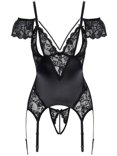 Top s podvazky + tanga s otevřeným rozkrokem Cottelli