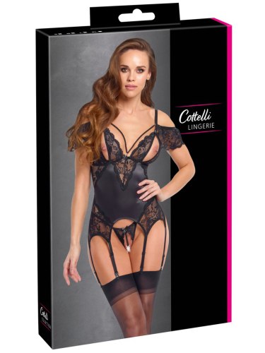 Top s podvazky + tanga s otevřeným rozkrokem Cottelli