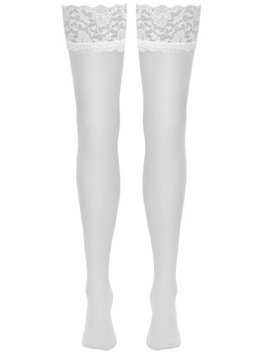 Bílé punčochy s krajkovým lemem Cottelli
