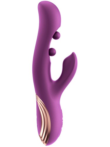 Vibrátor s králíčkem a masážními kuličkami GEM