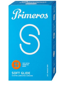 Ztenčené a extra lubrikované kondomy Primeros SOFTGLIDE, 12 ks – Ztenčené kondomy
