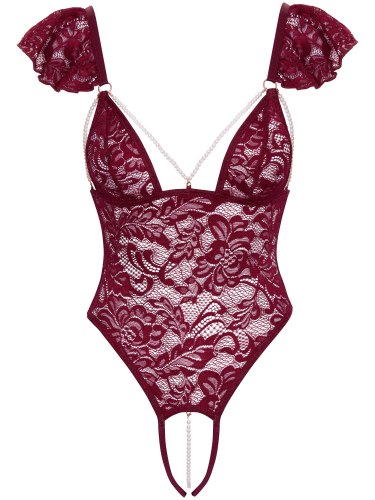 Krajkové body s perlovými řetízky Cottelli