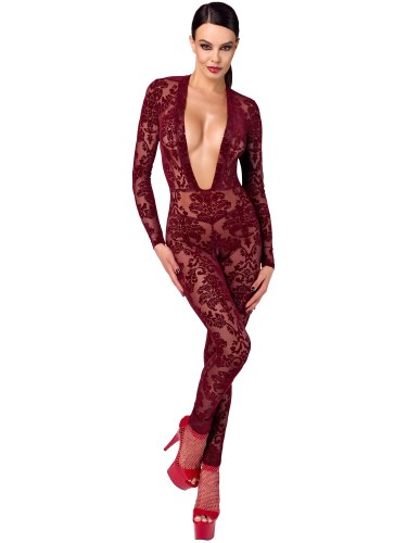 Catsuit s květinovým sametovým potiskem NOIR