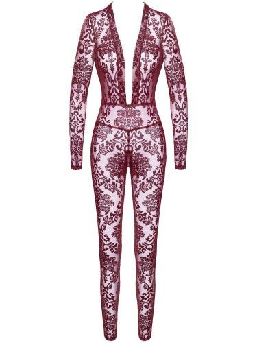 Catsuit s květinovým sametovým potiskem NOIR