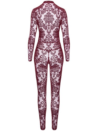 Catsuit s květinovým sametovým potiskem NOIR