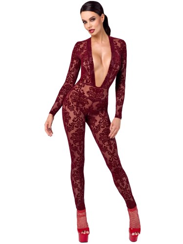 Catsuit s květinovým sametovým potiskem NOIR