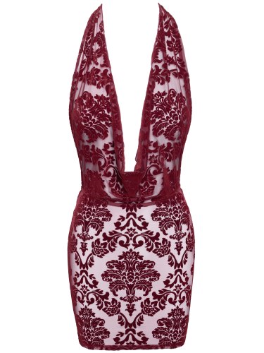 Minišaty s květinovým sametovým potiskem NOIR