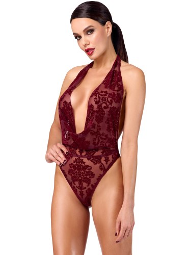 Body s květinovým sametovým potiskem NOIR