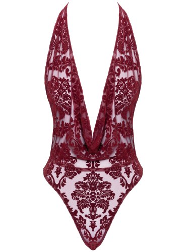 Body s květinovým sametovým potiskem NOIR