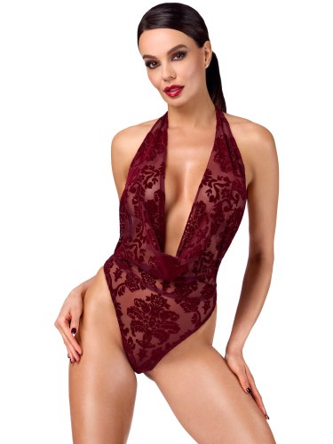 Body s květinovým sametovým potiskem NOIR