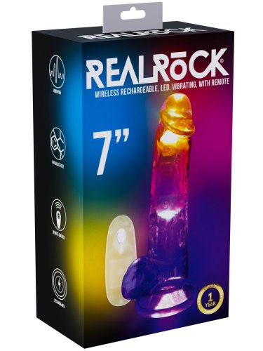Svítící realistický vibrátor RealRock 7", 17 cm