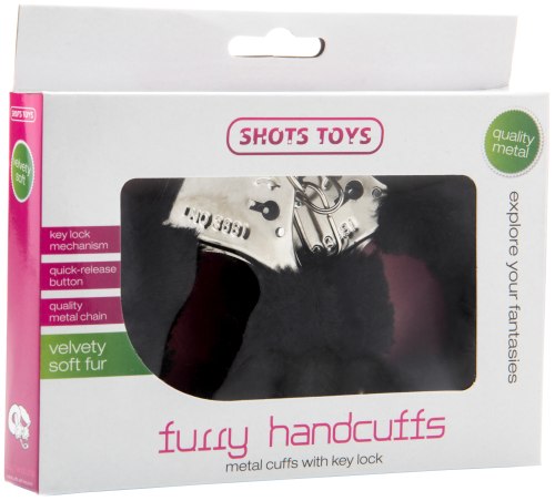 Pouta na ruce s plyšovým kožíškem, černá