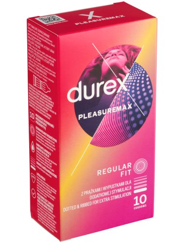 Vroubkované kondomy Durex Pleasuremax, 10 ks