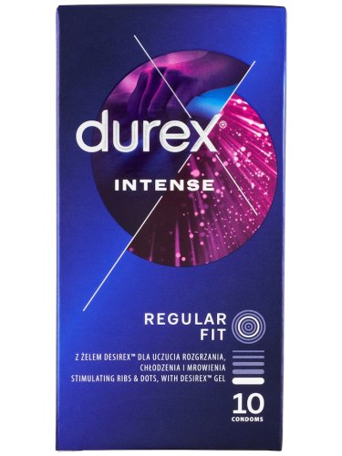 Kondomy s vroubky a stimulačním gelem Durex Intense, 10 ks