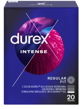 Kondomy s vroubky a stimulačním gelem Durex Intense, 20 ks – Vroubkované kondomy