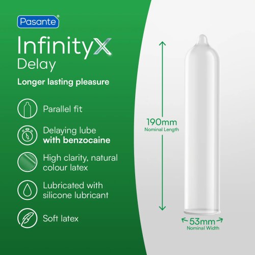 Znecitlivující kondomy Pasante Infinity X, 12 ks
