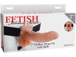 Dutý připínací penis Hollow Strap-On With Balls 7"
