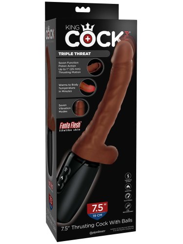Přirážecí a hřejivý realistický vibrátor King Cock Plus 7.5"