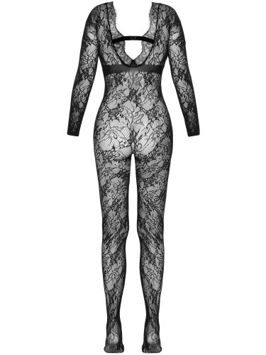 Síťovaný catsuit s krajkou a otvorem v rozkroku Fantasy