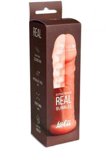 Realistický návlek na penis Real Extra Sense Bubbles