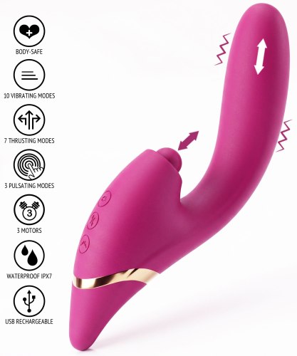 Přirážecí vibrátor s králíčkem Triple Thrill Climaxer