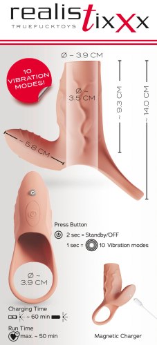 Otevřený vibrační návlek na penis Realistixxx