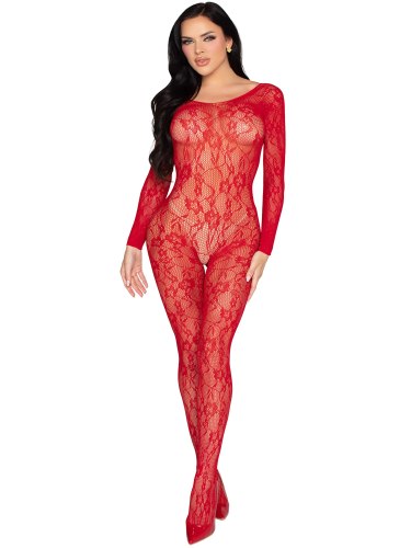 Síťovaný catsuit s květinovým vzorem Leg Avenue