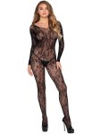 Síťovaný catsuit s květinovým vzorem Leg Avenue
