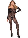 Síťovaný catsuit s květinovým vzorem Leg Avenue