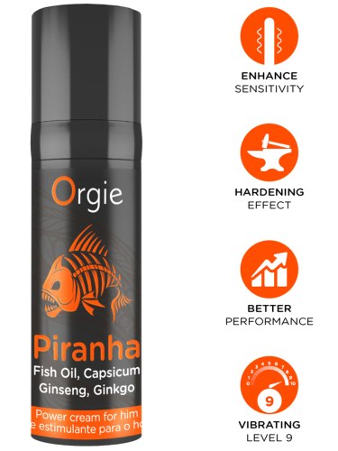 Stimulační krém pro lepší erekci Orgie Piranha, 15 ml