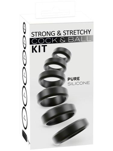 Set kroužků na penis a varlata Strong & Stretchy, 6 ks