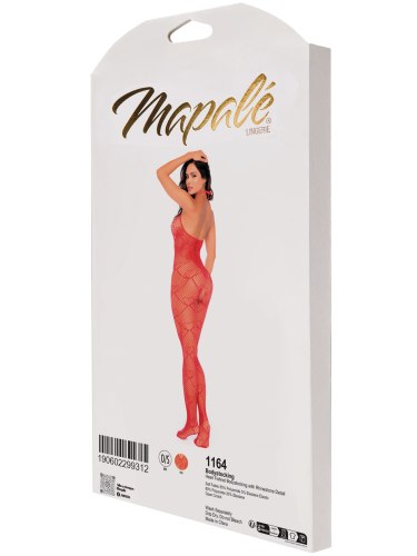 Síťovaný catsuit se srdíčky a lesklými kamínky Mapalé, one size