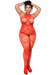 Síťovaný catsuit se srdíčky a lesklými kamínky Mapalé, plus size