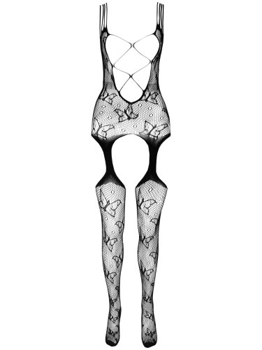 Síťovaný catsuit s odhalenými ňadry BS075