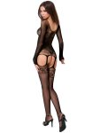 Síťovaný catsuit s krajkou BS055