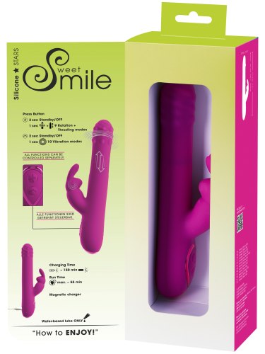 Přirážecí vibrátor s perlami a králíčkem Sweet Smile